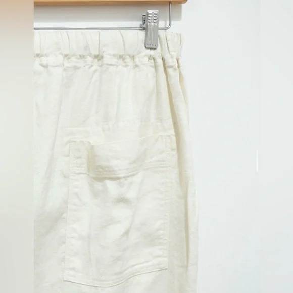 Ichi Antiquités Linen Silk Pants O/S White Wide Leg Pull On Coastal Minimalist - Picture 2 of 7
